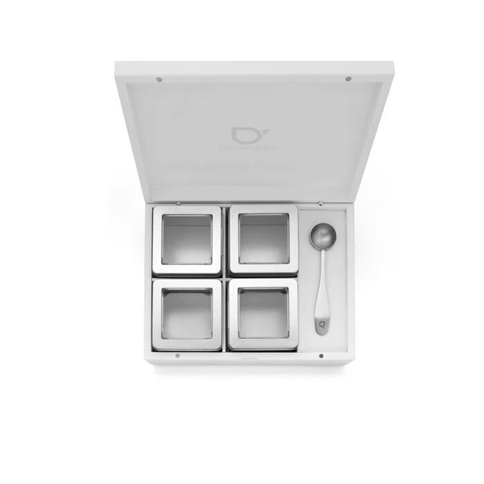 Bredemeijer Theedoos Met 4 Blikjes En Maatlepel Bamboe Wit 4 Bredemeijer Theedoos Met 4 Blikjes En Maatlepel Bamboe Wit - Afbeelding 2