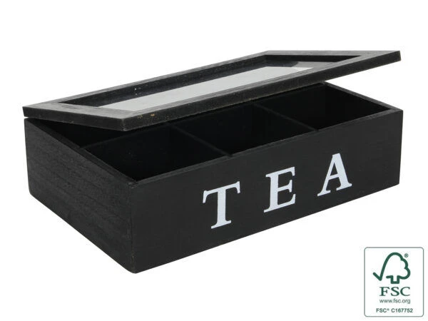Oldenhof Theedoos Fluweel 6 Vakken Zwart Hout 3 Oldenhof Theedoos Fluweel 6 Vakken Zwart Hout